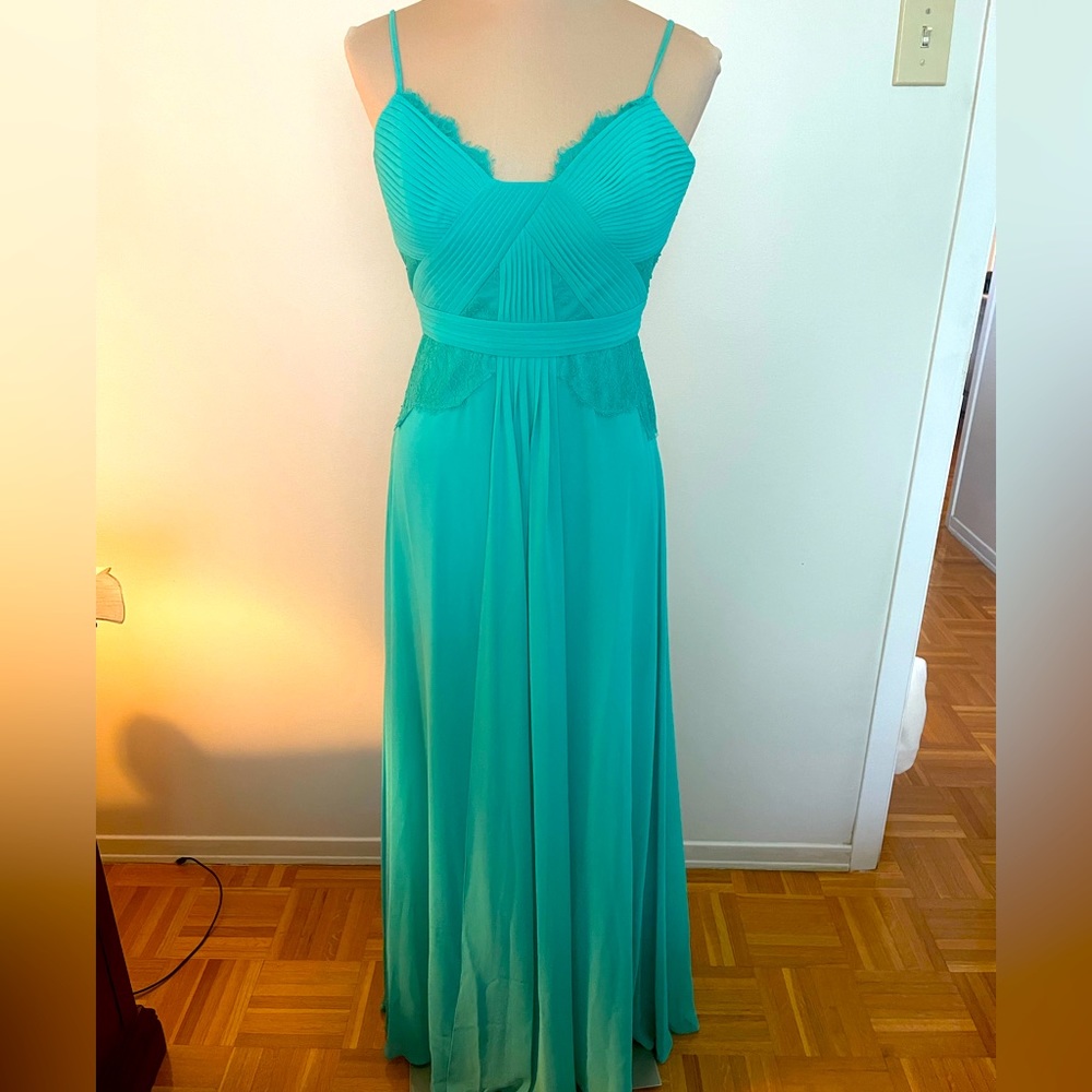 BCBG Teal Spaghetti-Strap Maxi Dress